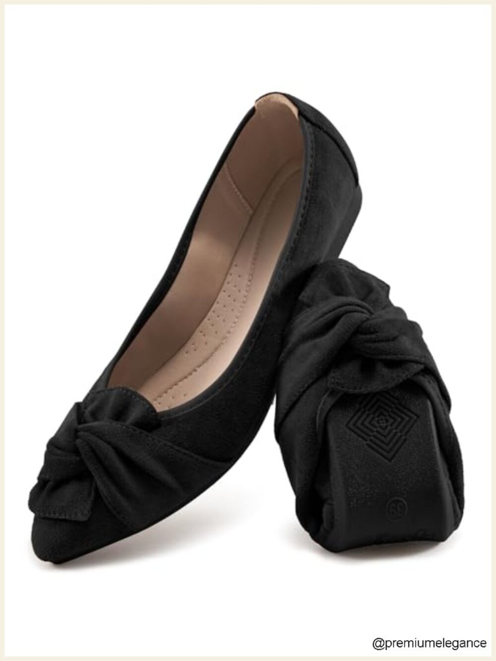Women's Bow Ballet Flats - Cushioned Foldable Slip-On Dressy Comfort Shoes